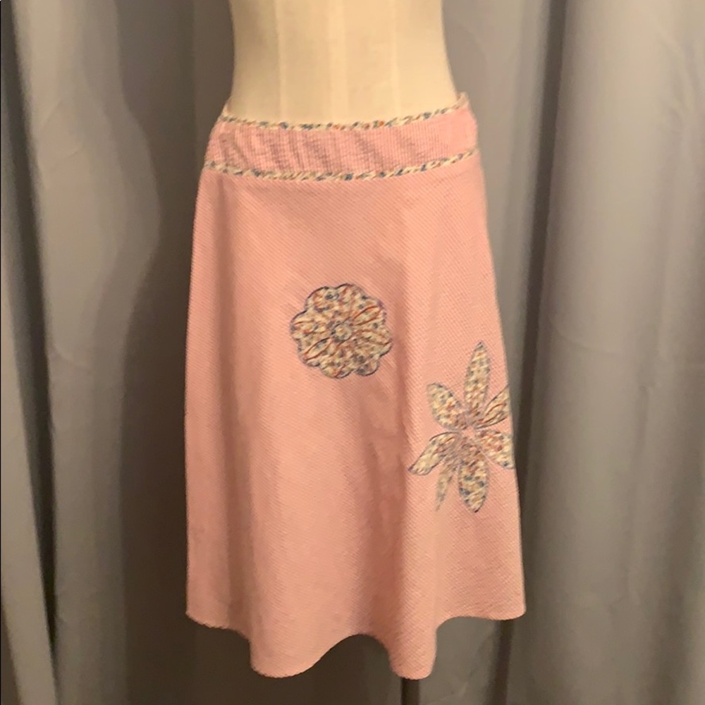 Women’s red & white pinstripe A-Line skirt size 8
